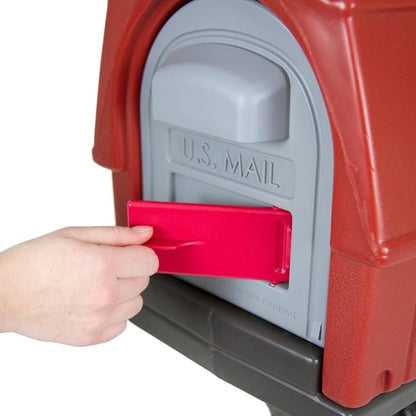 Simplay3 Rustic Red Barn Plastic Residential Mailbox & Post Mount Combo Kit with 2 Access Doors