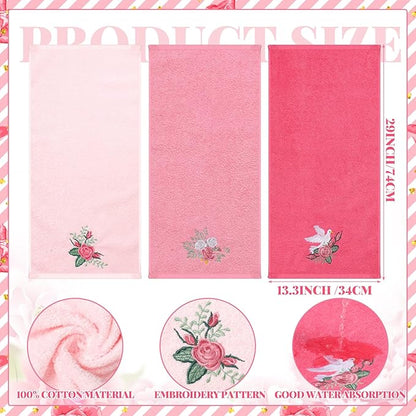 Rose Floral Hand Towels Farmhouse Pink Rose Bathroom Decor 14x29 Inch