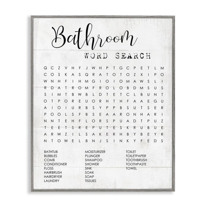 Stupell Industries Bathroom Search Fun Family Word, Design by Daphne Polselli Wall Art, 11 x 14, Black