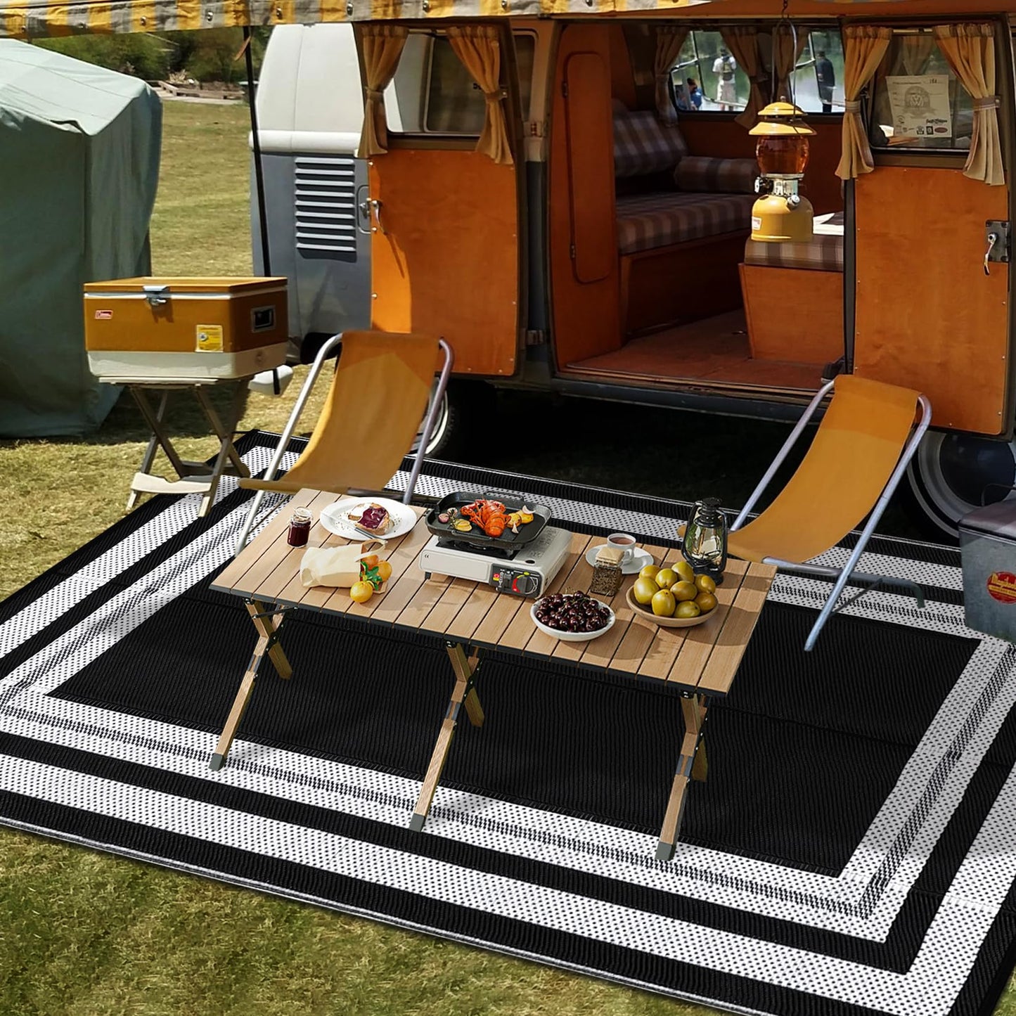 Garvee 9x12 Outdoor Rug for Patio Plastic Straw Rug Waterproof Reversible Mat Lightweight Foldable Carpet Easy Clean Large Rugs for Patio Porch Backyard Camping RV Beach Balcony Deck Panel White