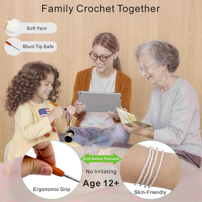 LuNuaFvy Crochet Kit for Beginners Kids & Adults - Complete Animal Starter Kit to DIY 2 Cute Amigurumi Dragons, Easy-Follow Book & Video Tutorial (4hr), Soft Yarn, 2 Bags(Gift & Storage)