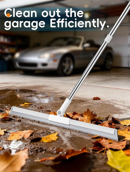 Floor Squeegee Broom with Long Handle, Heavy Duty Rubber Squeegee Kit with 2