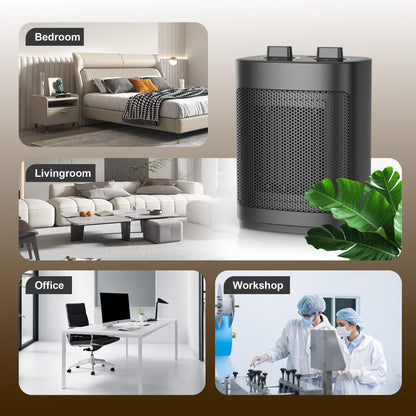 Small Space Heater for Indoor Use 1500W Portable Heater with Wild Range Temperature Adjustment Overheat & Tip Over Protection Electric Heater for Bathroom Black