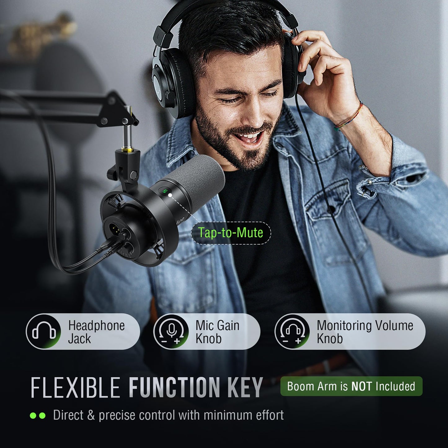 FIFINE Dynamic Microphone, XLR/USB Podcast Recording PC Microphone for Vocal Voice-Over Streaming, Studio Metal Mic with Mute, Headphone Jack, Monitoring Volume Control, Windscreen-Amplitank K688