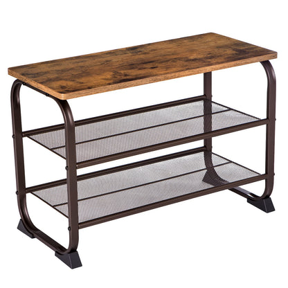 VASAGLE Coat Rack, 3-in-1 Hall Tree, Entryway Shoe Bench Coat Stand, Storage Shelves & Shoe Bench Rack, 3-Tier Storage Shelf for Entryway Hallway Living Room, Industrial Accent Furniture