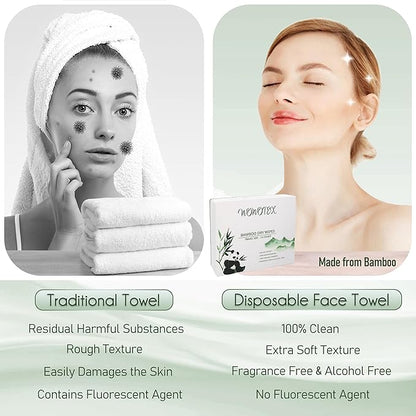 Travel Size Bamboo Viscose Disposable Face Towel Biodegradable Large Dry Face
