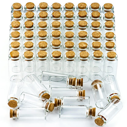 WFPLUS 60 Pcs 10ml Small Glass Bottles with Cork Stopper - DIY Mini Glass Jars, Tiny Clear Vials with Cork for Display Art Crafts Decoration Wedding Party Supplies