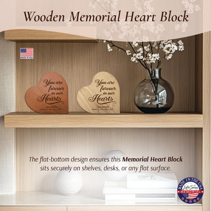 LifeSong Milestones Sympathy Gift Personalized Engraved Wooden Heart Block Shelf Sitter Memorial Bereavement Gifts Personalized Memorial Gifts for Loss of Loved One Celebration of Life Decorations - Cherry