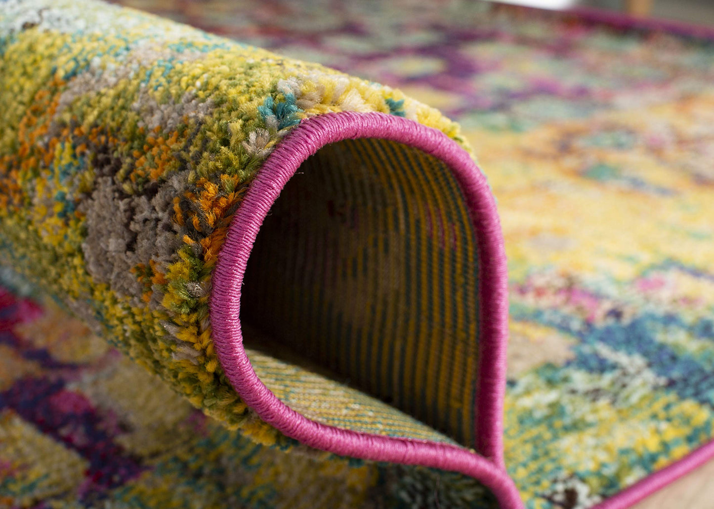 SAFAVIEH Monaco Collection Runner Rug - 2'2" x 22', Pink & Multi, Boho Chic Abstract Watercolor Design, Non-Shedding & Easy Care, Ideal for High Traffic Areas in Living Room, Bedroom (MNC225D)