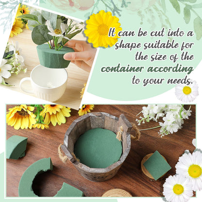 Lounsweer 24 Pcs Floral Foam Blocks 4.72 x 1.57 Florist Floral Round Foam Blocks Dry and Wet Green Foam for Flower Arrangement Fresh and Artificial Flowers Wedding Party Decoration Supplies