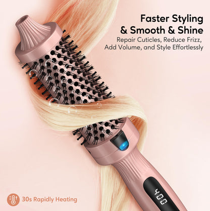 Terviiix Thermal Brush Get Voluminous Style, Quick Heating Hot Brush, Ceramic Tourmaline Ionic Heated Curling Iron, Digital Display 9 Temperatures Curling Wand, Dual Voltage, 1.5 Inch