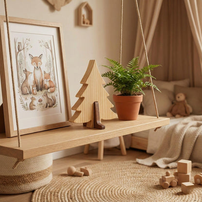 Simdale Wood Personalized Wooden Forest Trees - Walnut & Linden Two-Tone Figurines - Oak, Pine & Cypress Shapes - Rustic Nature Table Decor & Shelf Sitter (Pine Tree)