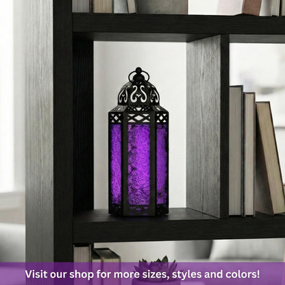 Vela Lanterns Decorative Indoor Moroccan Gothic Candle Holder, Purple, M