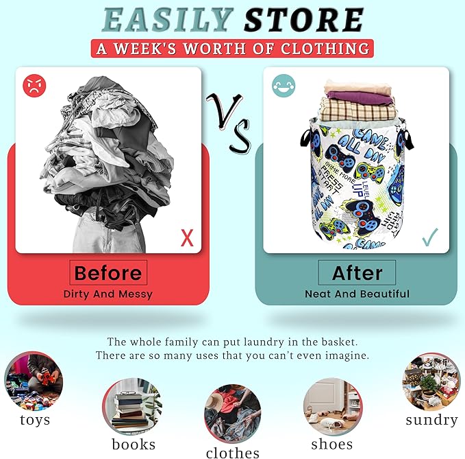 Funny Cool Game Machine Laundry Basket Games Foldable Colorful Laundry Hamper