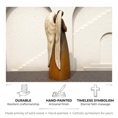 XXLTY Hand-Painted Wooden Carved Angel Nativity Scene Figurine Christmas Religious Decor Ornament for Home Table Display Holiday Decoration
