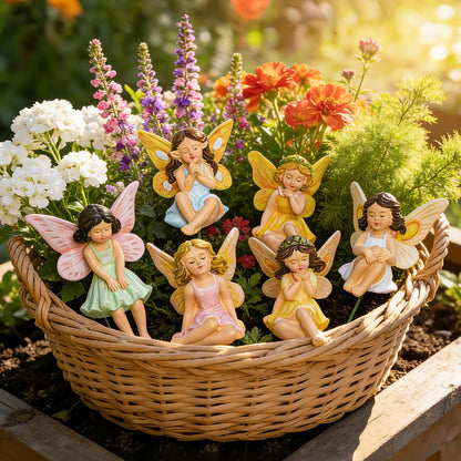 U WONDERFUL Miniature Fairy Figurines - 6Pcs Mini Fairies for Fairy Garden & Tiny Elf Garden Accessories for Home Outdoor Yard Lawn Supplies Flower Pot Decor