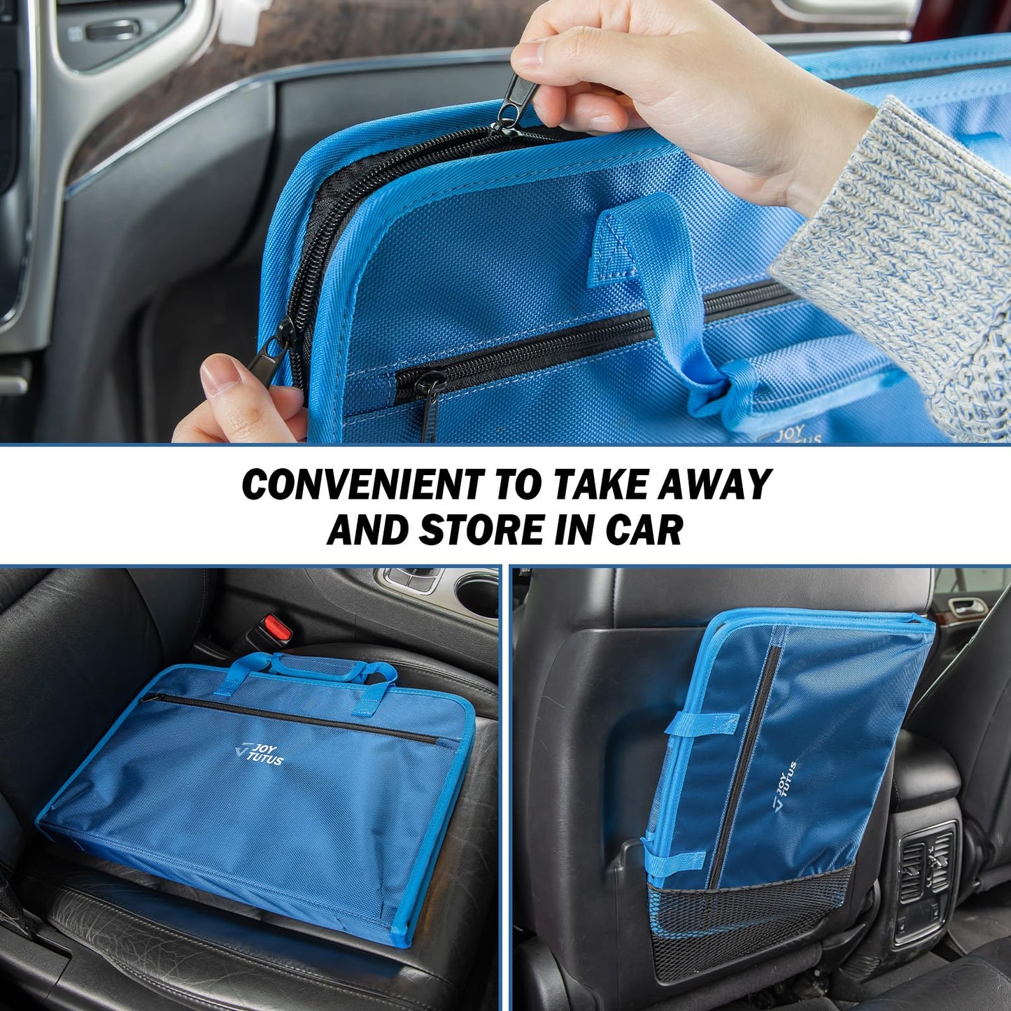 JOYTUTUS 3 in 1 Steering Wheel Eating Tray, Car Back Seat Laptop Desk, Multifunctional Office Bag, Car Work Table for Writing, Car Organizer for Kids, Commuters, Family