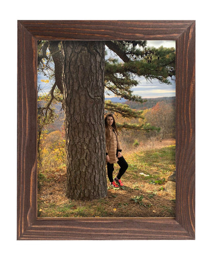 Rustic Wooden Poster Picture Frame 12x18 - Natural Solid Eco Distressed Wood for Wall Mounting Photo Frame - Brown Wenge