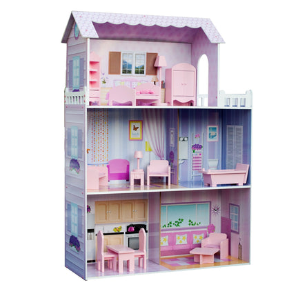 Teamson Kids Olivia's Little World Dreamland Tiffany Dollhouse with 12 Accessories, Pink/Purple