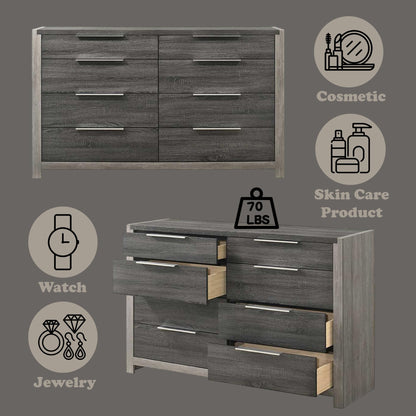 Acme Casimiro Transitional Wood 8-Drawer Rectangular Dresser in Gray
