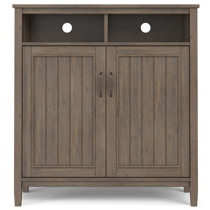 SIMPLIHOME Lev SOLID WOOD 39 Inch Wide Contemporary Medium Storage Cabinet in Smoky Brown, For the Living Room, Entryway and Family Room