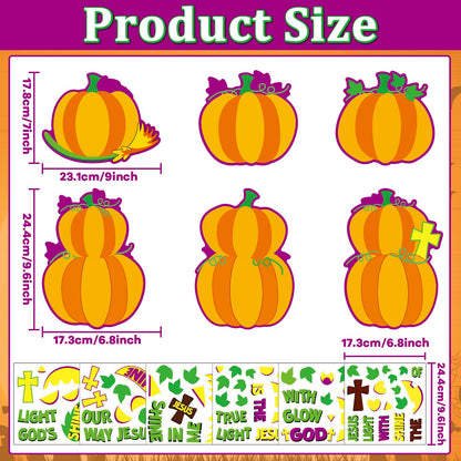 Lonfliness 36PCS Halloween Christian Jesus Fall Pumpkin Crafts DIY Christian Cross Religious Faith Crafts Pumpkin Decorating Sticker Classroom Decorations Sunday School Craft Kit Party Favors