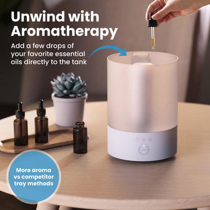 Everlasting Comfort 2.5L Top Fill Humidifiers for Bedroom, 2.5L - Quiet Easy to Fill & Clean, 24HR Runtime, Night Lights, Timer, Ultrasonic Cool Mist Humidifier, Auto Shut-Off, Essential Oil Diffuser