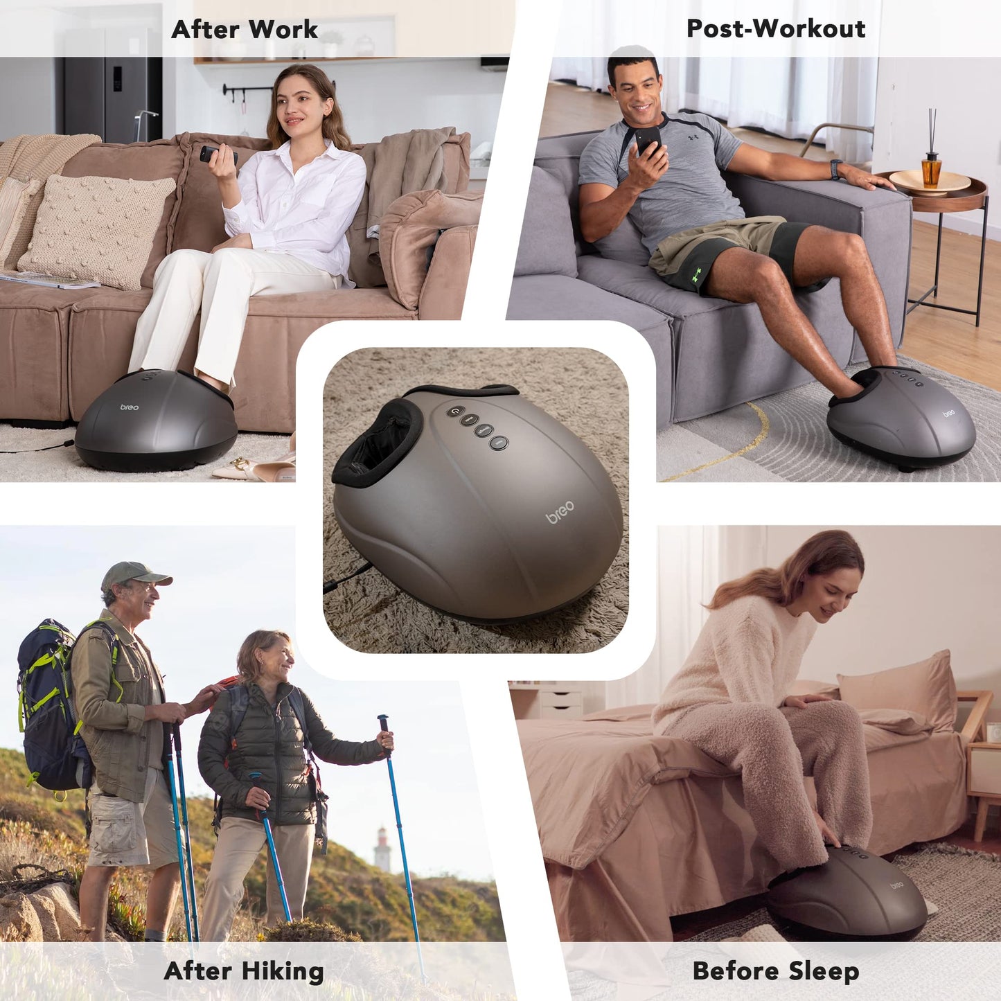 Breo Foot Massager with Heat, Deep Tissue Kneading, Shiatsu Massage Machine for Relax, Relieve Foot Pain, Plantar Fasciitis, Fits Feet Up to Men Size 12, Mother's Day Gift