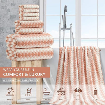 8 Piece Bathroom Towel Set |2 Oversized Bath Towels, 2 Hand Towels, 4