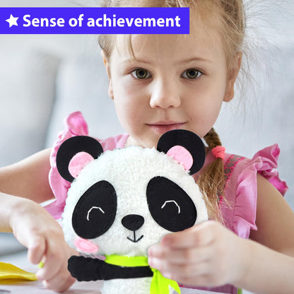 KRAFUN My First Sewing Kit for Kids Ages 6-10 Beginners | Learn to Sew Panda Stuffed Animal | Premium Thick Felt | Craft Gift for Girls & Boys