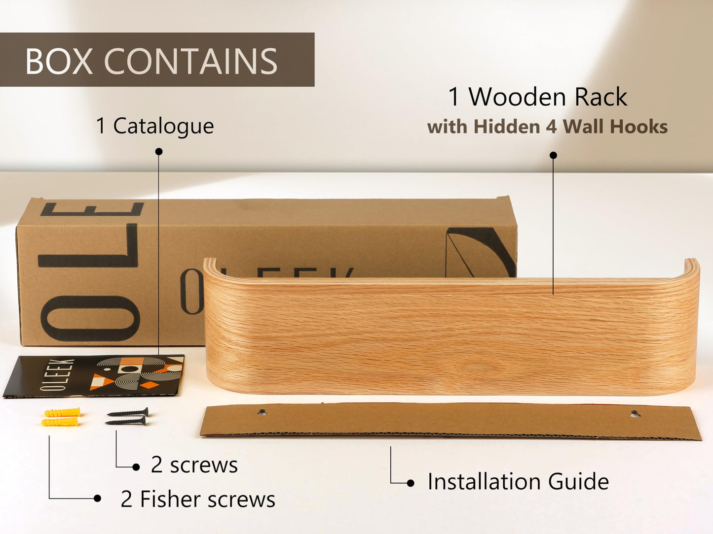 OLEEK wall Coat Rack - wall Shelf with Hooks - entryway Hooks - entryway Shelf - Modern Coat Rack - Wooden Coat Rack wall Mount for Home Decor - Wooden Mount for Home Decor - Coat Hanger Wall Mount