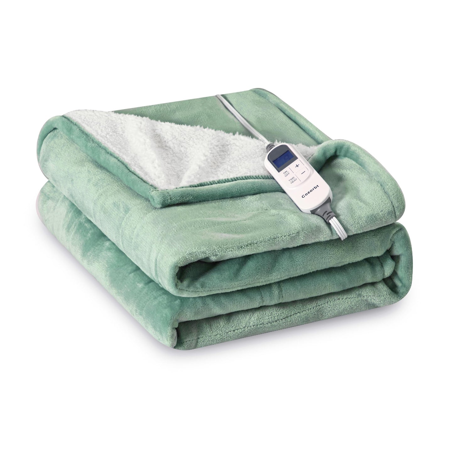 Heat Blanket 50”x60” Throw,Soft Flannel & Sherpa Reversible Electric Blanket with 10 Heat Settings,12 Timer Setting and 3 Hours Auto-Shut Off,ETL Certified Machine Washable,Light Brown
