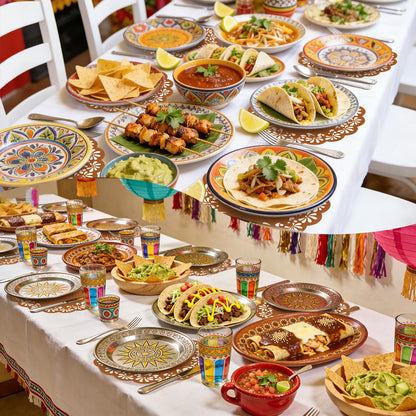 50 Pack Disposable Paper Mexicanos Placemats Table Mats 13.4 Inch Place Mats for Mexican Holiday Party Kitchen Dining Table Decoration