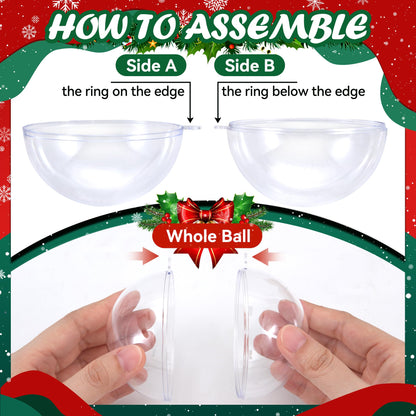 LYLYFAN 20 Pack Clear Plastic Fillable Ornament Ball 3.15''/80mm for Christmas,Holiday, Wedding,Party,Home Decor