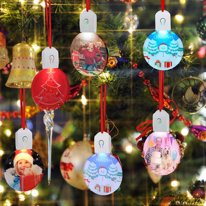 Halloscume 10 Pcs Christmas Sublimation Ornament Blanks Light up Acrylic LED White Pendants Ornaments Bulk for Heat Press Printing Xmas Tree DIY Handmade Crafts Party Decorations Supplies (Round)