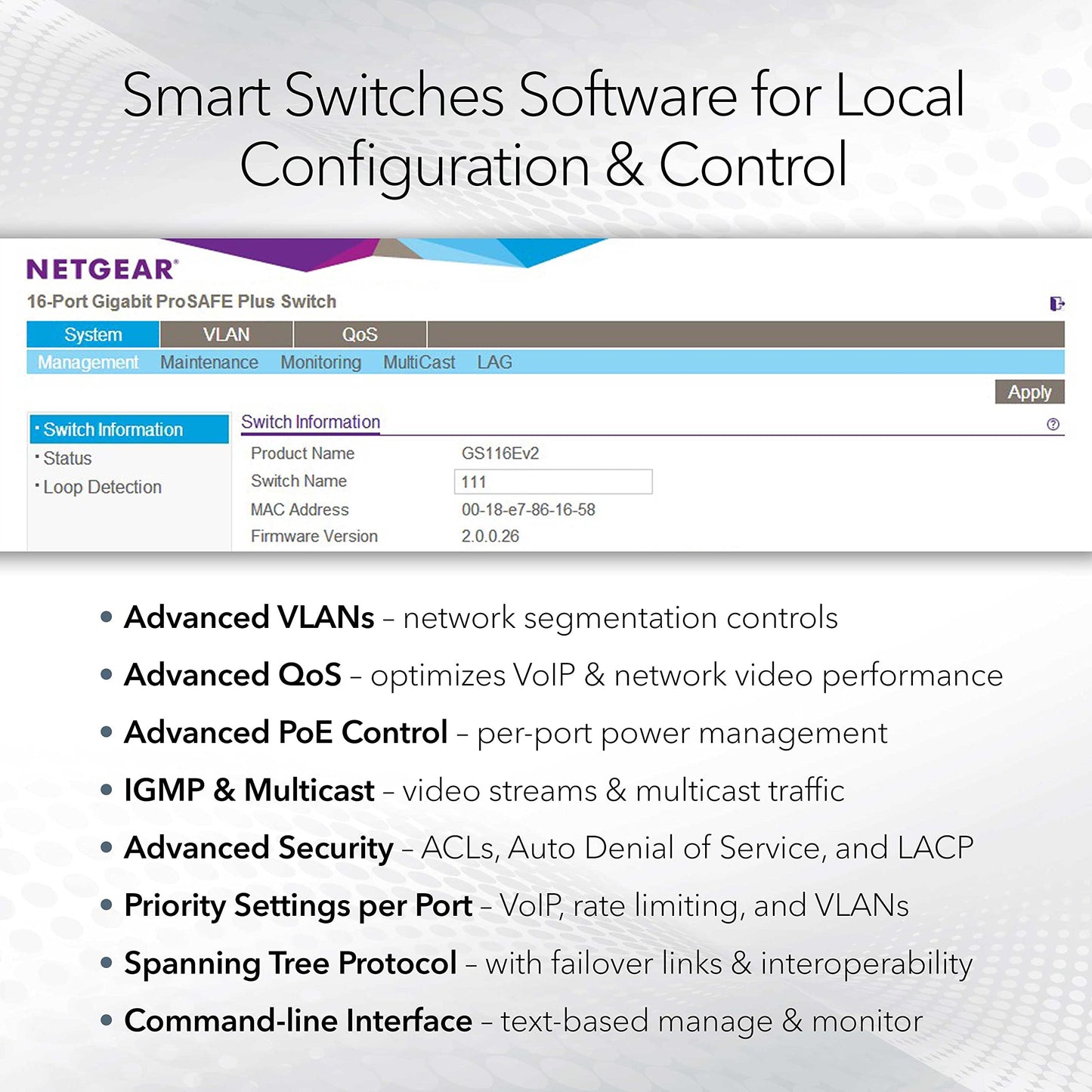 NETGEAR 52-Port PoE Gigabit Ethernet Smart Switch (GS752TP) - Managed, Optional Insight Cloud Management, 48 x PoE+ @ 380W, 4 x 1G SFP, Desktop or Rackmount, and Limited Lifetime Protection