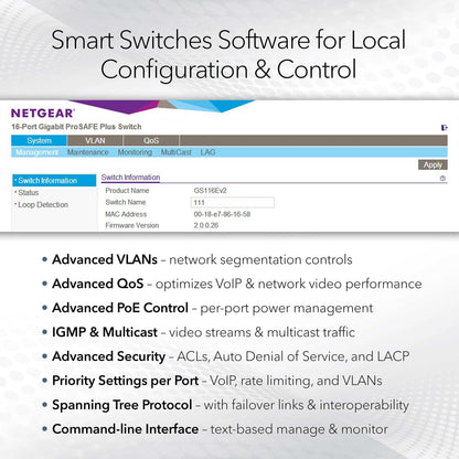 NETGEAR 52-Port PoE Gigabit Ethernet Smart Switch (GS752TP) - Managed, Optional Insight Cloud Management, 48 x PoE+ @ 380W, 4 x 1G SFP, Desktop or Rackmount, and Limited Lifetime Protection