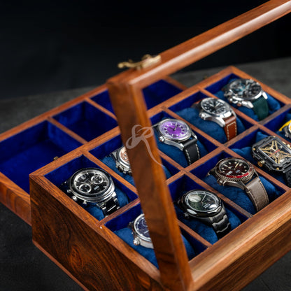 Royal Craft Expertise® 10-Slot Premium Wooden Watch Box for Men – Handcrafted Rosewood Organizer with Soft Velvet Lining | Elegant Display Case with Drawer | Ideal for Watch Storage & Gifting