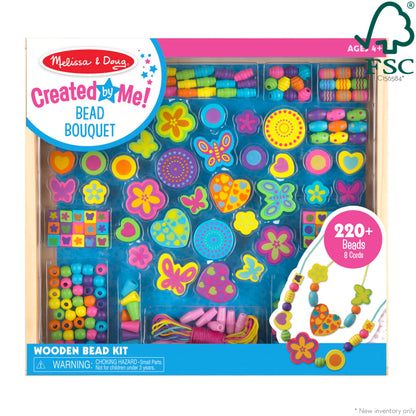 Melissa & Doug Created by Me! Bead Bouquet Deluxe Wooden Bead Set with 220+ Beads for Jewelry-Making Kits for Kids 4+ - FSC Certified
