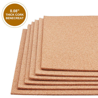 BENECREAT 6 Pack 15.7x7.8 Inch Back-Adhesive Cork Sheets (2mm Thick) Insulation Cork Backing Sheets for Coaster, Wall Decoration, Party and DIY Crafts Supplies