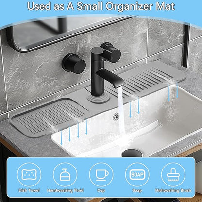 5° Slope Kitchen Sink Faucet Mat, Kitchen Sink Splash Guard, Silicone Material