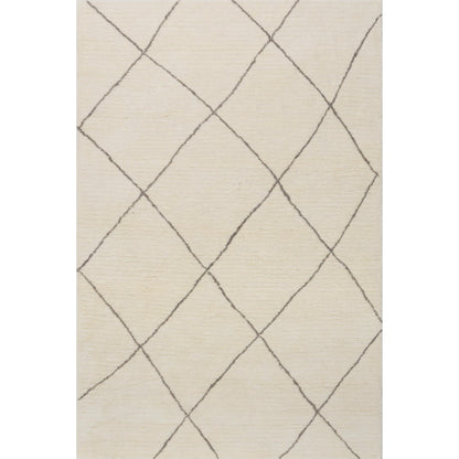 Rugs USA Beachwood Ivory/Grey, 6' x 9', Handmade, Trellis, Wool, Soft and Cozy, High Traffic, Stain Resistant, Easy Clean, Durable Area Rug for Bedroom, Living Room, Dining, Den, Foyer, Entryway