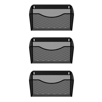 EasyPAG Wall File Organizer 3 Pack, Hanging File Organizer Wall Mount, Metal Mesh Folder Holder for Letter/A4 Papers, Mail Sorter for Office, Classroom, Home, Black