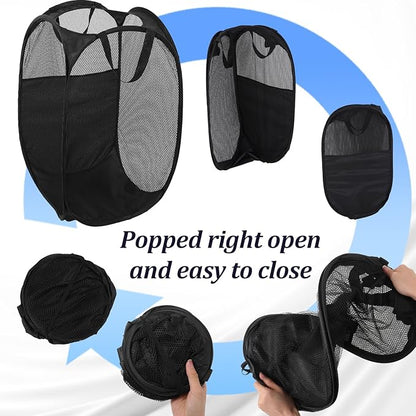 6Pcs Pop up Hampers for Laundry Foldable Mesh Laundry Hamper Baskets