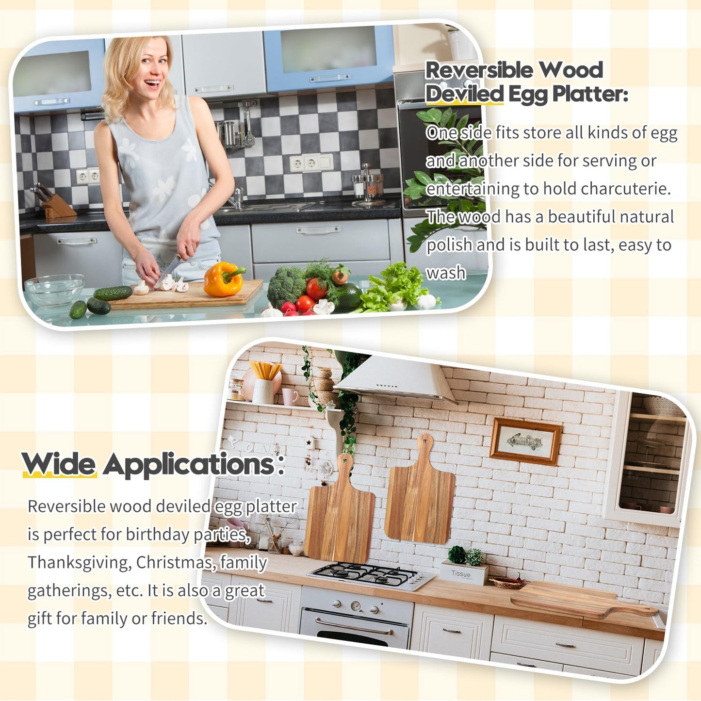 Didaey 6 Pcs Cutting Board Bulk Kitchen Thicken Chopping Platter with Handles Wooden Charcuterie Serving Trays Blank Wood Boards for Engraving Wedding Housewarming(Acacia Wood,16 x 10 Inch)