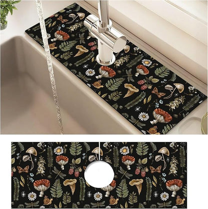 Absorbent Splash Guard Mat for Kitchen Sink, 15×5.5 Inch Cute Fast Drying Drip