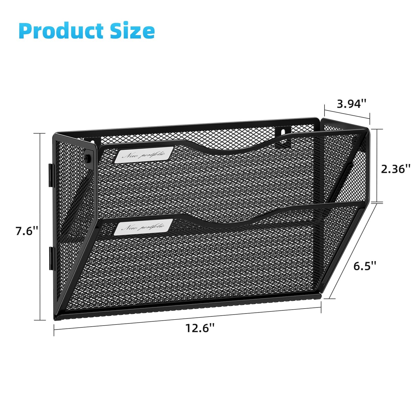 Marbrasse Wall File Holder 2-Tier Hanging Wall File Organizer, Mesh Mail Holder for Papers, Wall Mount File Clipboard & Magazine Organizer Great for Office Home - 2P