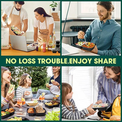 50 Pack 32 oz Sturdy Leakproof 2-Compartment Meal Prep Containers