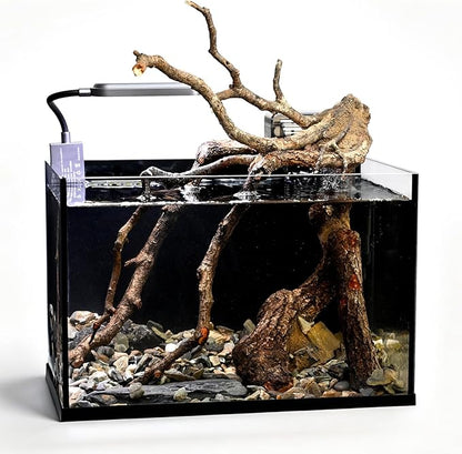 2.8 Gallon Small Aquarium Set Glass Fish Tank,Nano Nature Aquarium Kit with Waterfall Filter and Light for Beginners and Children to Keep Betta Fish, Goldfish, Shrimp, and Aquatic Plants