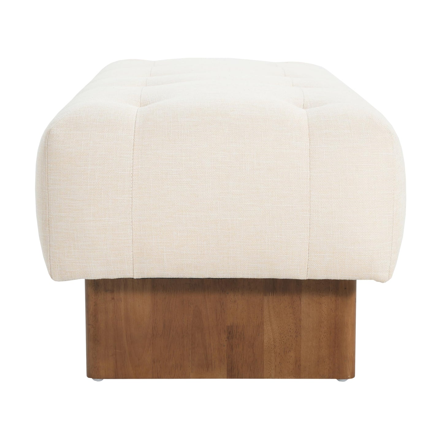 Christopher Knight Home Yvone Modern Upholstered Ottoman Bench, Minimalist Wooden Entryway Bench, Living Room Sofa Extra Seat, Ottoman End of Bed Bench for Bedroom, Beige+Brown